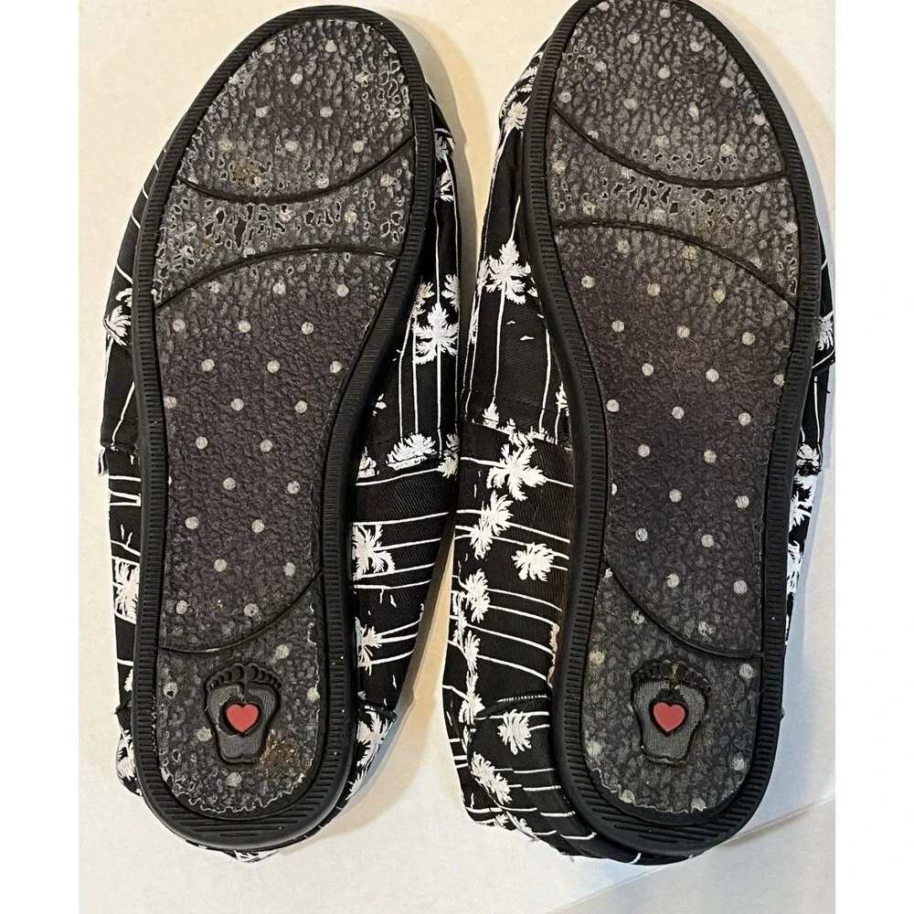 BOBS Skechers Plush Palm Tropics Women’s 8.5 Black White Slip On Beach Vacation